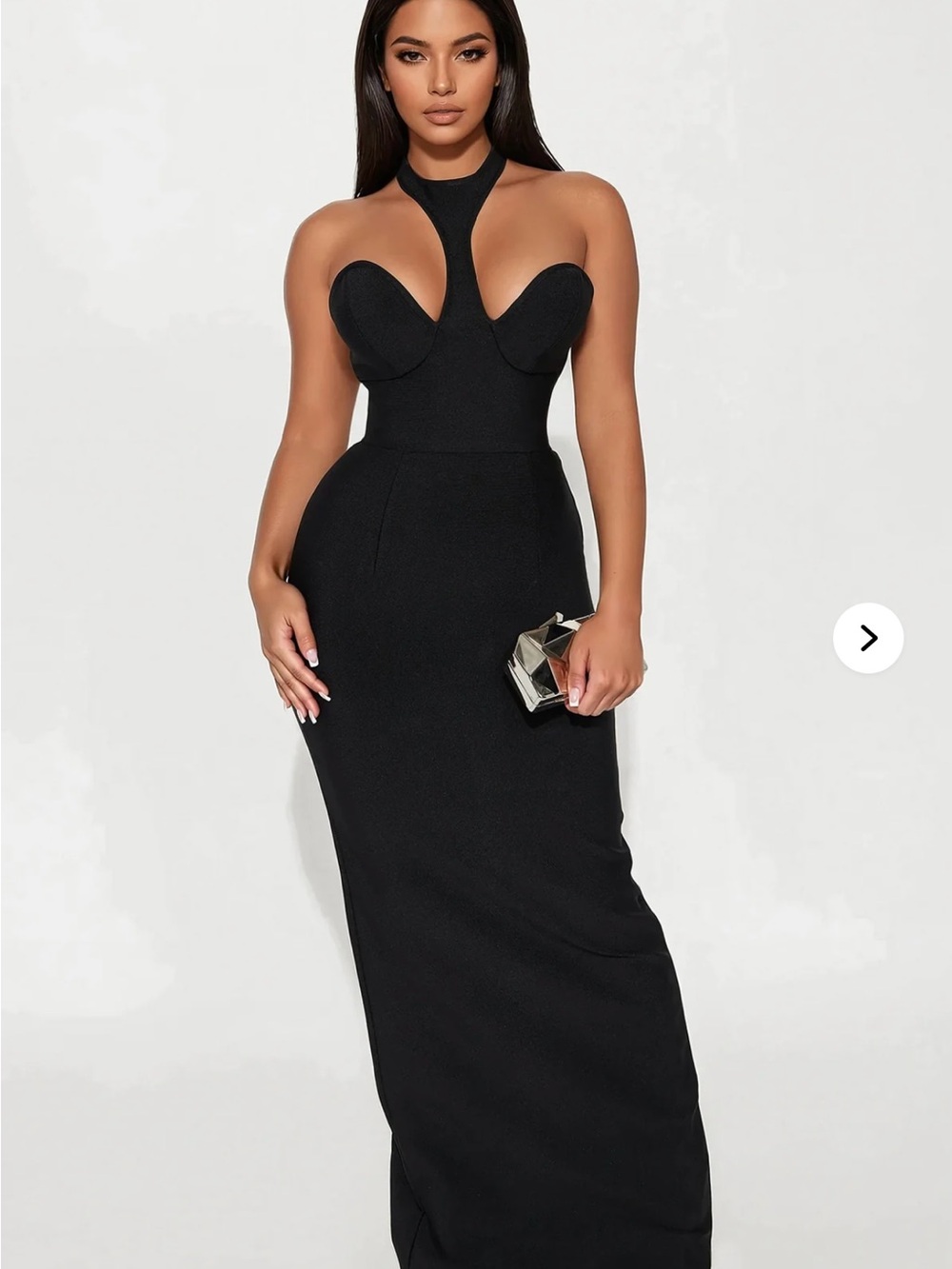 Fashion Nova Black Strapless Cutout Evening Gown